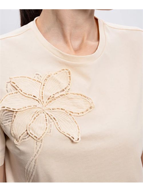 T-shirt beige con ricamo TWINSET | TP2080/07222